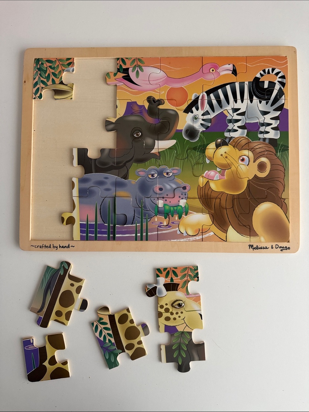 Melissa & Doug - African Plains - Wooden Jigsaw Puzzle - Kid - Animal - Safari